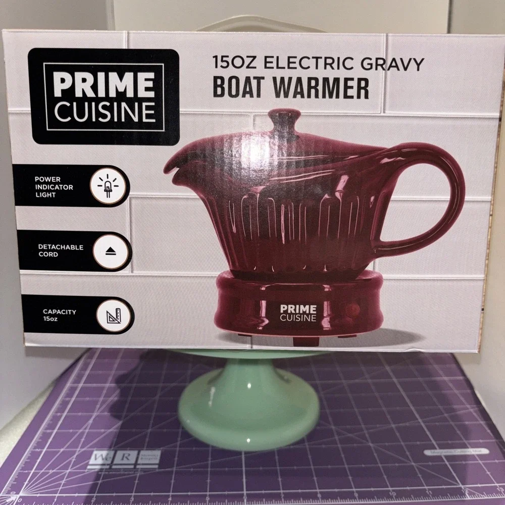Prime Cuisine‎ 15 oz Electric Gravy Boat Warmer Maroon Brand New in Box